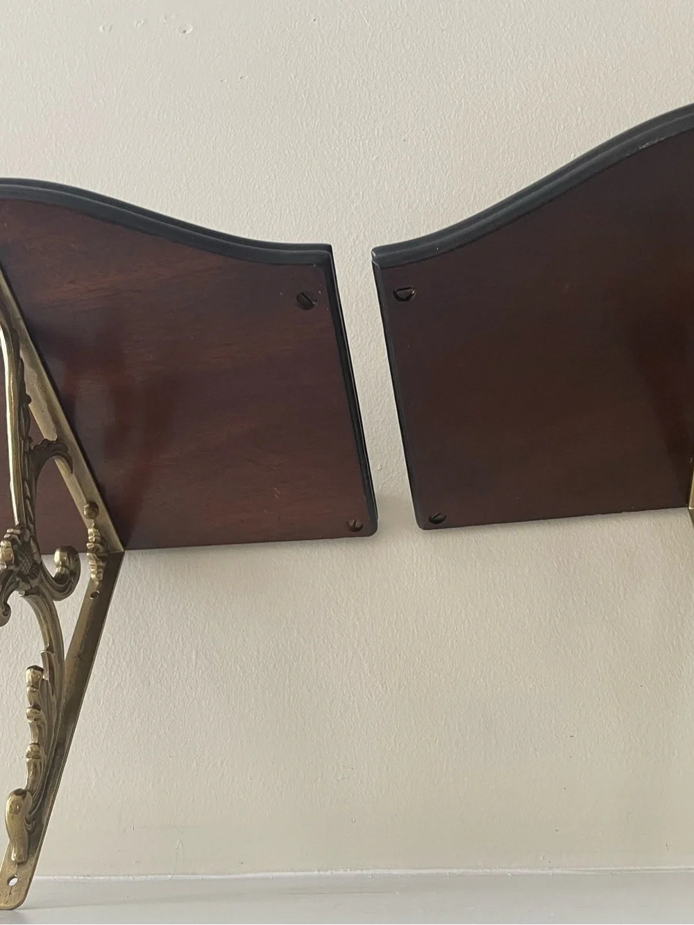 Vintage Upscale Mahogany & Brass Wall Sconces